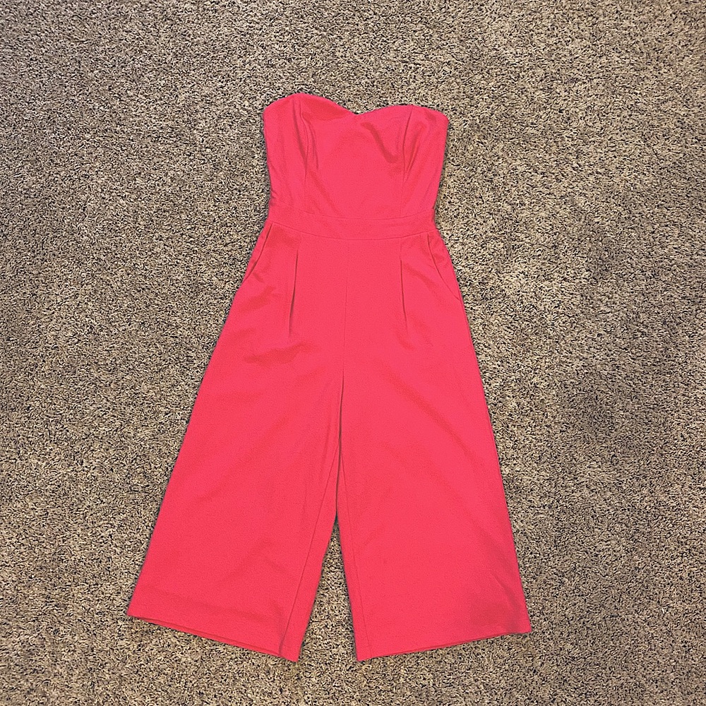 Hot Pink Strapless Jumpsuit